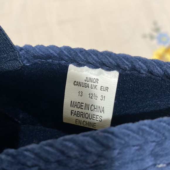 New Foamthreads Navy corduroy slippers  red rubber sole for little boys Sz 13 - Picture 5 of 16